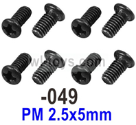 UDI RC 1603 Parts-Screws.1601-049.PM 2.5x5mm.Total 8pcs. UDI 1603 1/16 Rally Car Accessories..